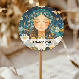 Frau Illustration Energie Heiler Reiki Spirituell Runder Aufkleber