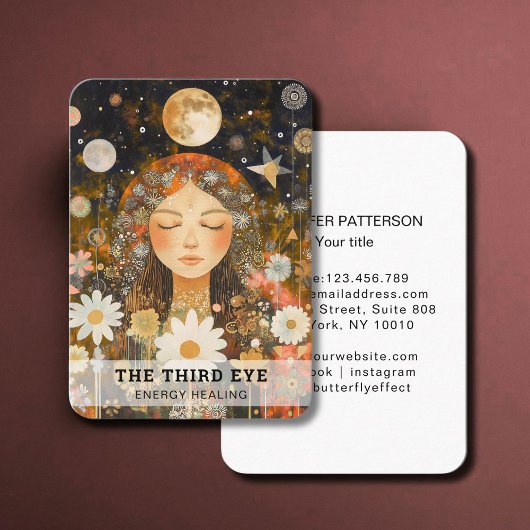 Frau Illustration Energie Heiler Reiki Spirituell Visitenkarte