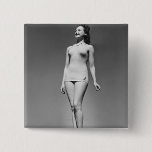 Frau im Badeanzug Button
