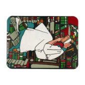 Frau im Bibliotheksmagnet Magnet (Horizontal)