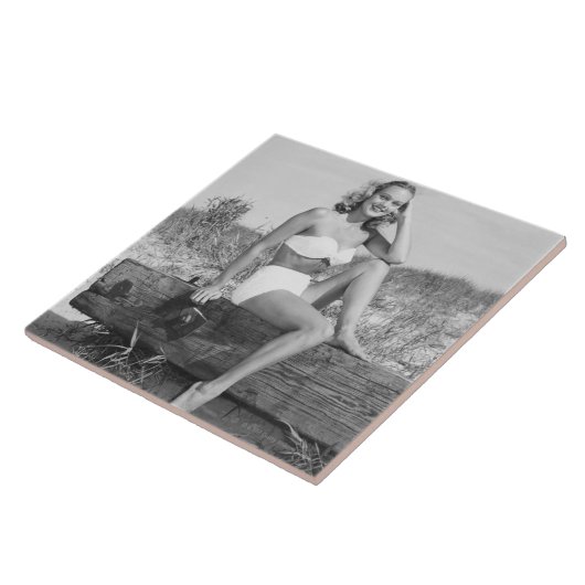 Frau im Bikini Fliese (Seite)