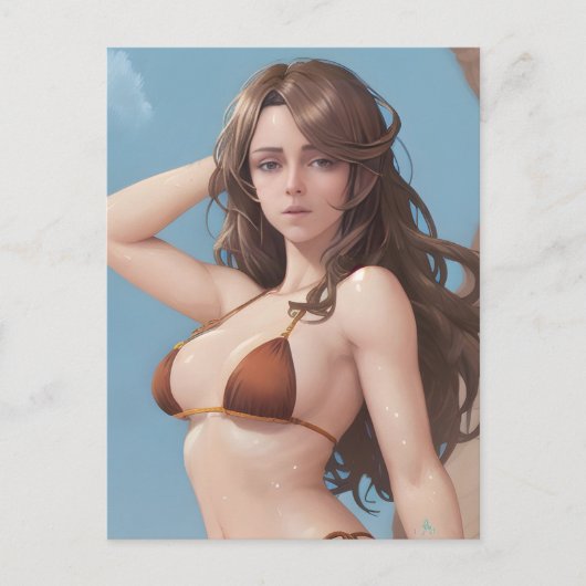 Frau im Bikini Postkarte (Vorderseite)