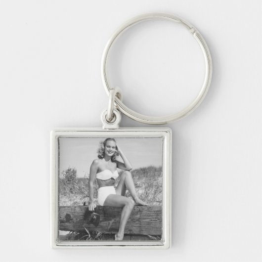 Frau im Bikini Schlüsselanhänger (Vorne)