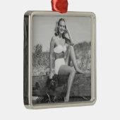 Frau im Bikini Silbernes Ornament (Rechts)