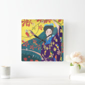 Frau im Blumengarten, Goyō Hashiguchi Quadratische Wanduhr (Zuhause)