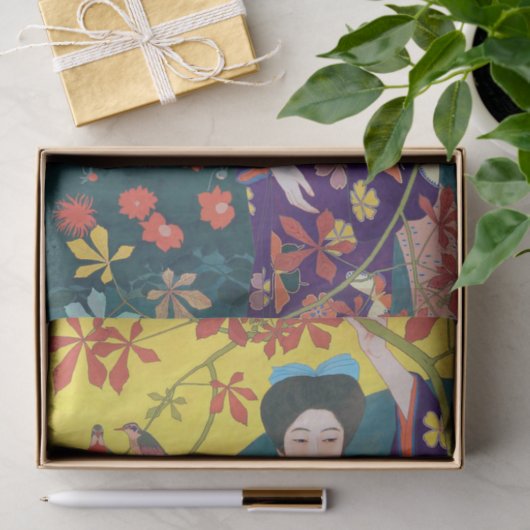 Frau im Blumengarten, Goyō Hashiguchi Seidenpapier (Geschenk)