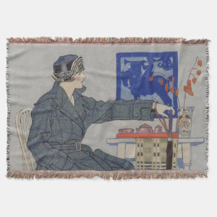 Frau im Café mit Vintagem Umbrella-Gemälde Decke