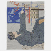 Frau im Café mit Vintagem Umbrella-Gemälde Fleecedecke (Vorderseite)