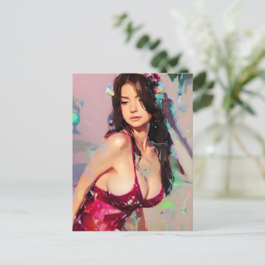 Frau im Club Malerisches Malerei Postcard Postkarte (Stehend Vorderseite)