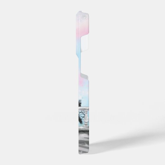 Frau im Eiffelturm in Paris iPhone Hülle (Linke Seite)