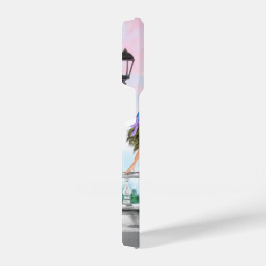 Frau im Eiffelturm in Paris iPhone Hülle (Rechte Seite)