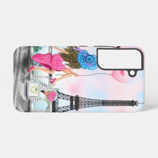 Frau im Eiffelturm in Paris Samsung Galaxy Hülle (Rückseite (Horizontal))