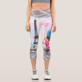 Frau im Eiffelturm von Paris Capri Leggings (Vorderseite)