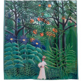 Frau im exotischen Tropenwald Duschvorhang (Vorderseite)