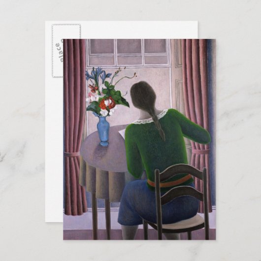 Frau im Fenster 1998 Postkarte (Vorne/Hinten)
