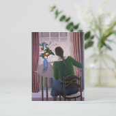 Frau im Fenster 1998 Postkarte (Stehend Vorderseite)