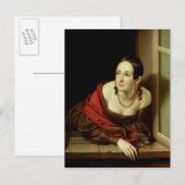 Frau im Fenster oder, Die Ehefrau eines Postkarte (Vorne/Hinten)