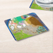 Frau im Fenster, Redon Rechteckiger Pappuntersetzer (angewinkelt)