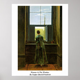 Frau im Fenster von Caspar David Friedrich Poster