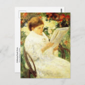 Frau im Garten lesen von Mary Cassatt Postcard Postkarte (Vorne/Hinten)