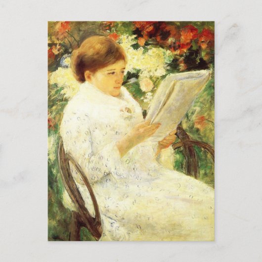 Frau im Garten lesen von Mary Cassatt Postcard Postkarte (Vorderseite)