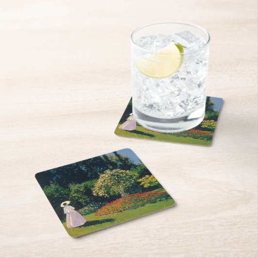 Frau im Garten, Monet Rechteckiger Pappuntersetzer (Vor Ort)