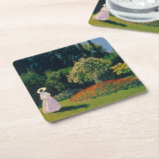 Frau im Garten, Monet Rechteckiger Pappuntersetzer (angewinkelt)