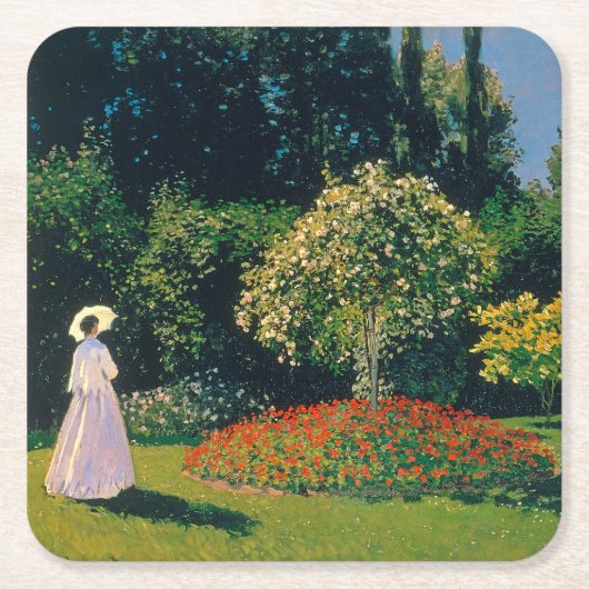 Frau im Garten, Monet Rechteckiger Pappuntersetzer (Vorderseite)