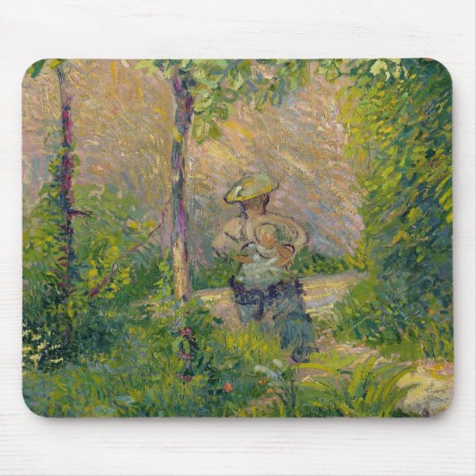 Frau im Garten (Öl auf Leinwand) Mousepad (Vorne)