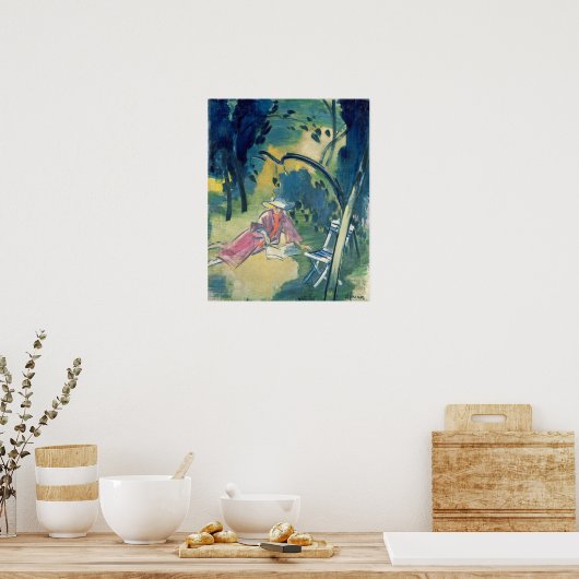 Frau im Garten Poster (Küche)