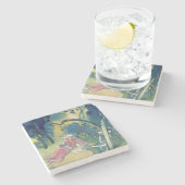 Frau im Garten Steinuntersetzer (Seitenansicht)