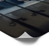 Frau im gelben Badezimmer Admiring Eiffelturm Poster (Ecke)