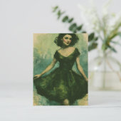 Frau im grünen Kleid Postkarte (Stehend Vorderseite)
