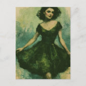 Frau im grünen Kleid Postkarte (Vorderseite)