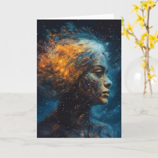 Frau im Himmel Karte (Gelbe Blume)