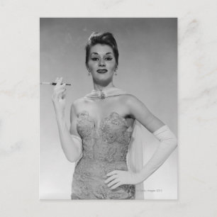 Frau im Kleid Postkarte
