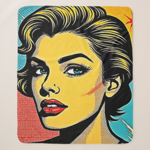 Frau im kühnen Pop-Art-Stil definiert Sherpadecke