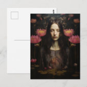 Frau im Lotus-Teich Postkarte (Vorne/Hinten)