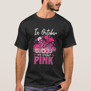 Frau im Oktober tragen wir Pink Nurse Life Pumpkin T-Shirt