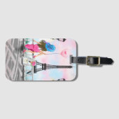 Frau im Pariser Eiffelturm Gepäckpräsent Gepäckanhänger (Vorderseite (Horizontal))