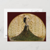Frau im Pfauenrock Postkarte (Vorne/Hinten)