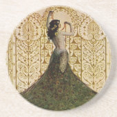 Frau im Pfauenrock Untersetzer (Vorne)