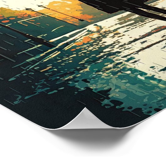 Frau im Regen Poster (Ecke)