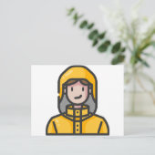 Frau im Regenmantel Postkarte (Stehend Vorderseite)
