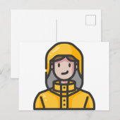 Frau im Regenmantel Postkarte (Vorne/Hinten)