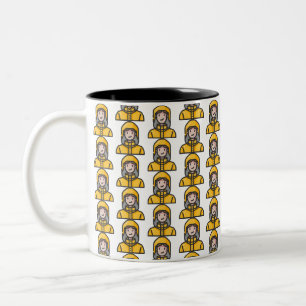 Frau im Regenmantel Zweifarbige Tasse