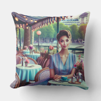 Frau im Restaurant Kissen