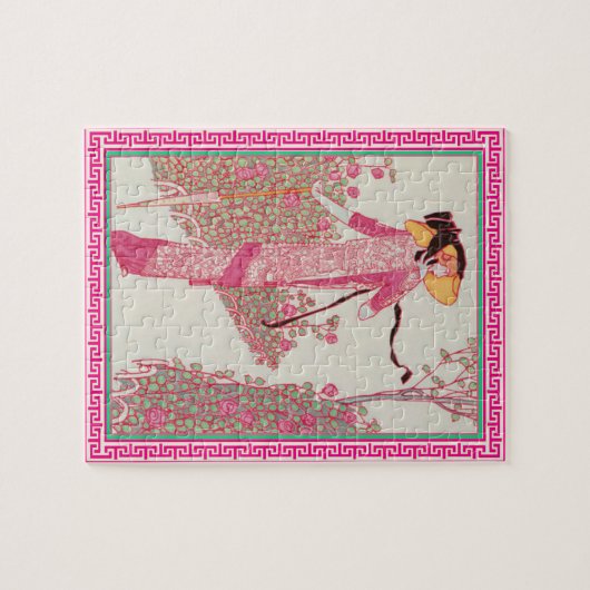 Frau im rosa Puzzlespiel Puzzle (Horizontal)