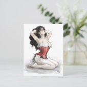 Frau im Roten Korsett Postkarte (Stehend Vorderseite)