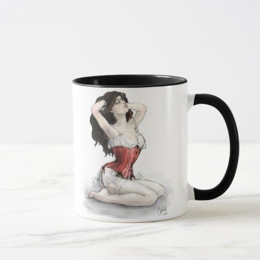 Frau im Roten Korsett Tasse (Rechts)